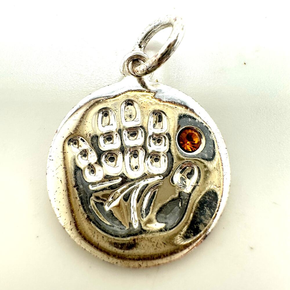 Thailand 925 sterling silver November topaz birthstone handprint charm pendant